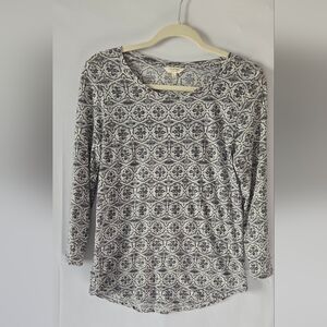3/$25 Lucky Brand Geometric Print Cotton/Modal Top Size Small